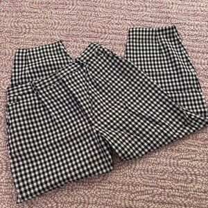 Zara Black and White Buffalo  Checkered Trousers, Size Large